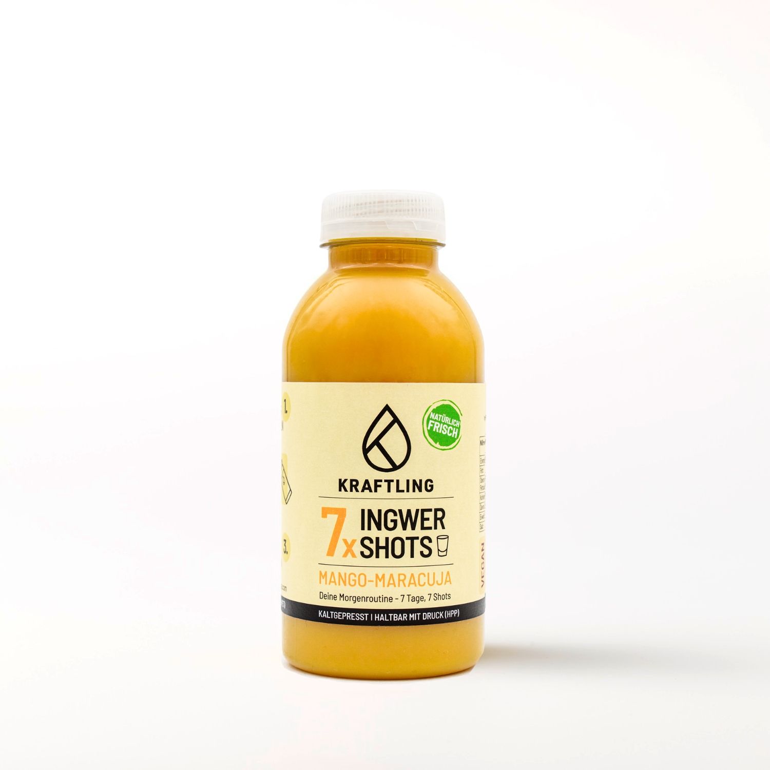 Kraftling Ingwer Shot Dosierflasche  Mango Maracuja  7 Shots