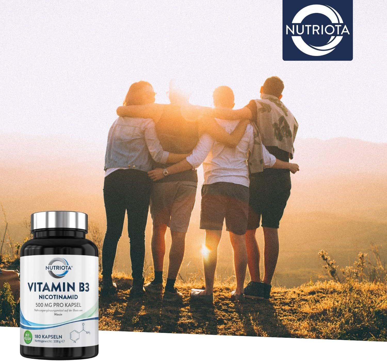 Nutriota Vitamin B3 Nicotinamid, 180 Kapseln.