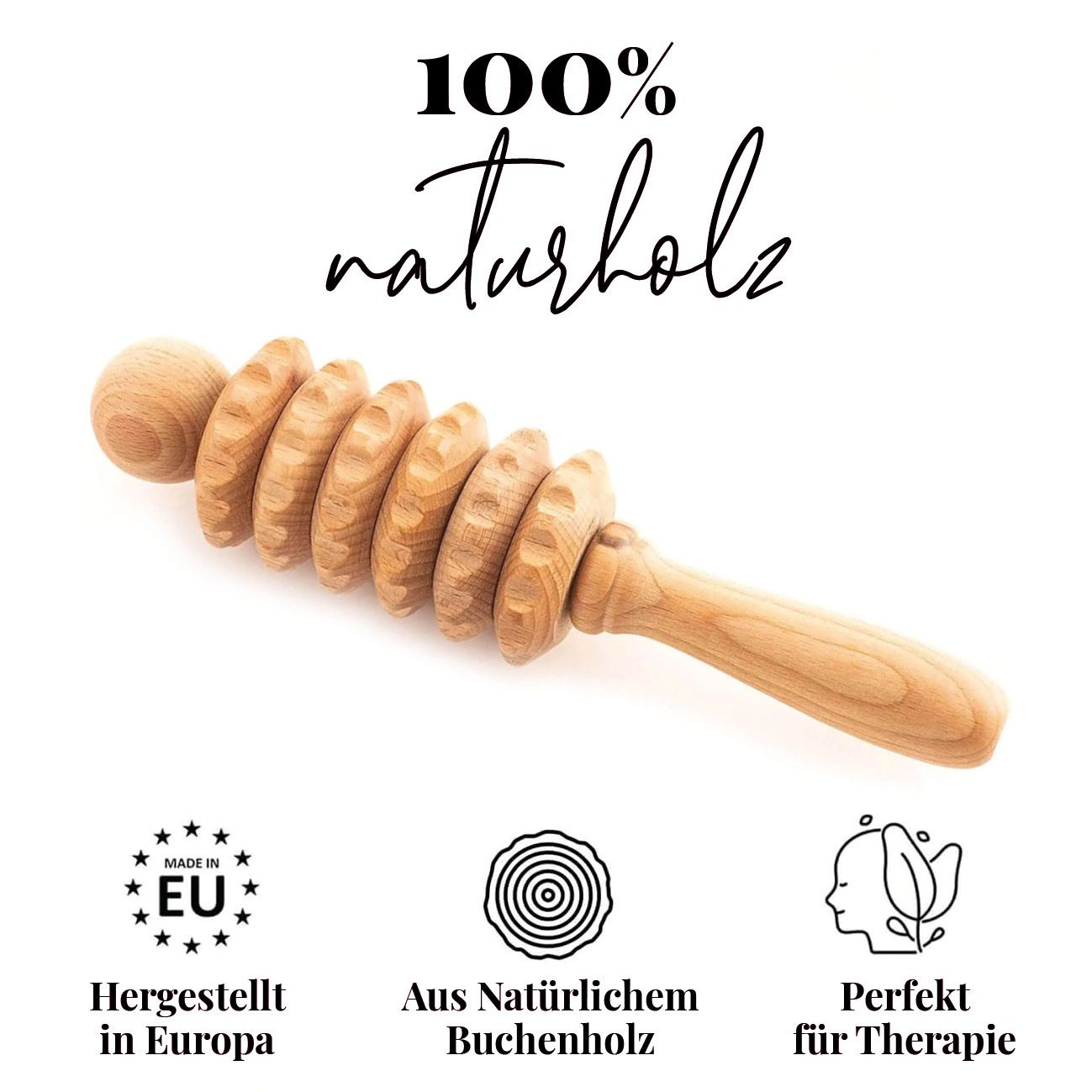 tuuli Massagegerät Rücken Nacken Schulter Massageroller Massage Roller aus Holz