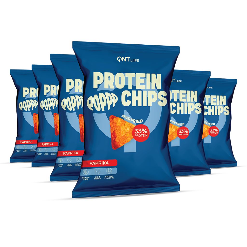 Mehrere Packungen QNT Protein Chips Paprika mit 33% Protein.