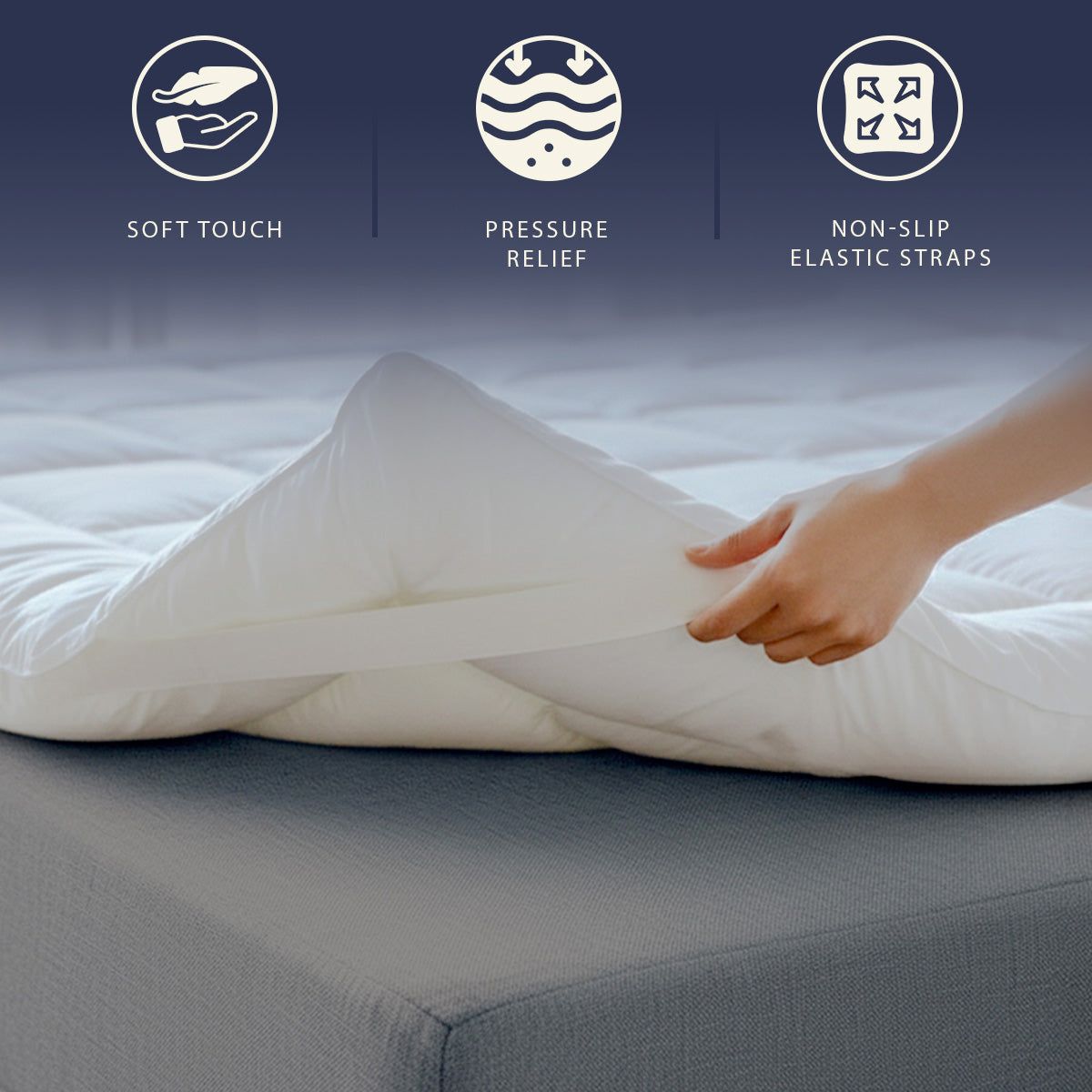 The White Stone Topper 120x190 cm mit Wattefüllung von 1000 g/m²