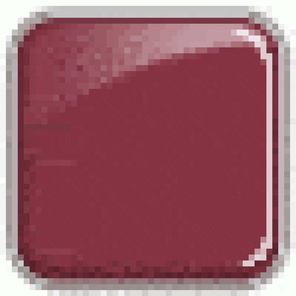 Quadratische, matte Lippenstiftfarbe in Lila-Rot. Glänzende Oberfläche, abgerundete Ecken.