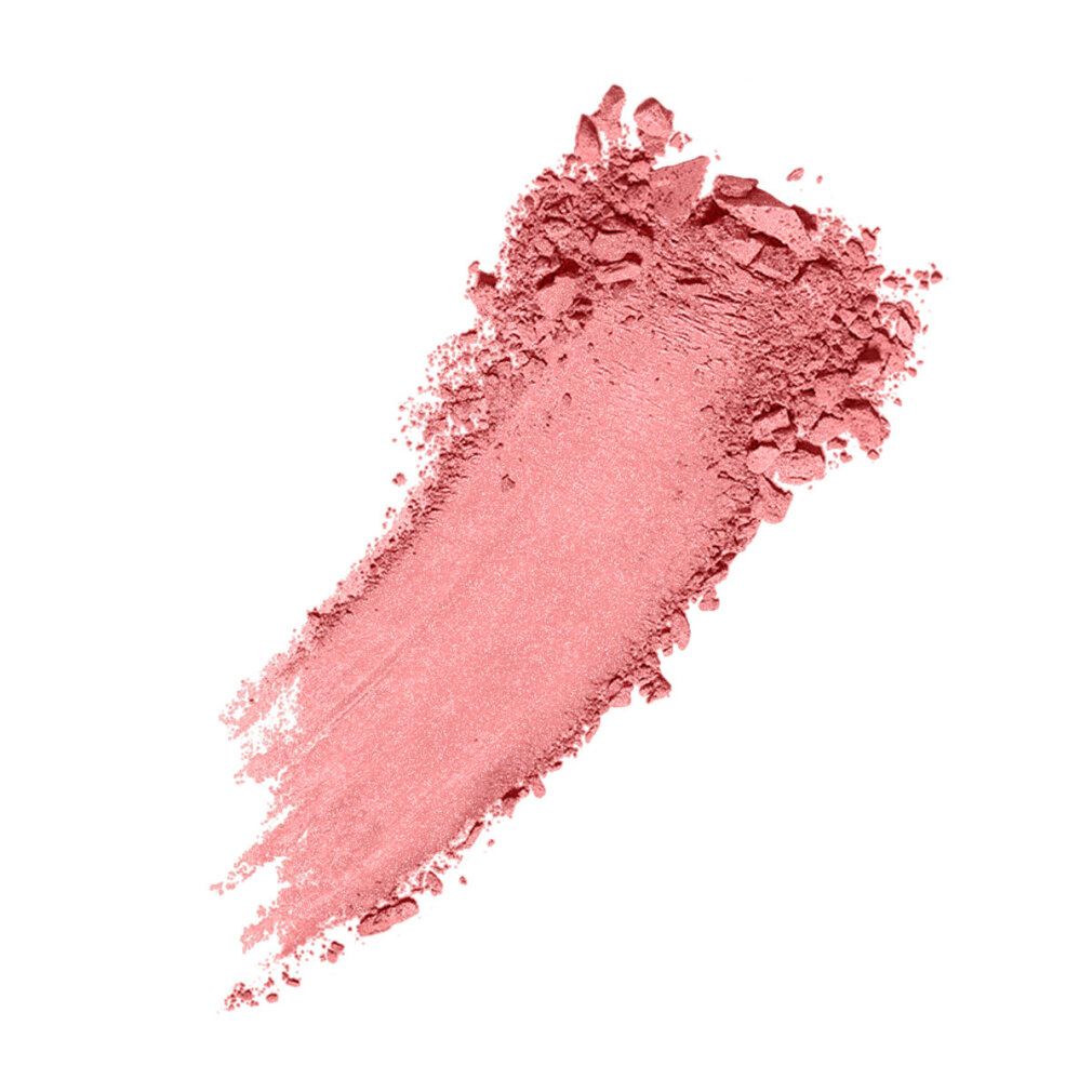 Puder-Blush-Abstrich, rosa. Textur sichtbar. Auf weißem Hintergrund.