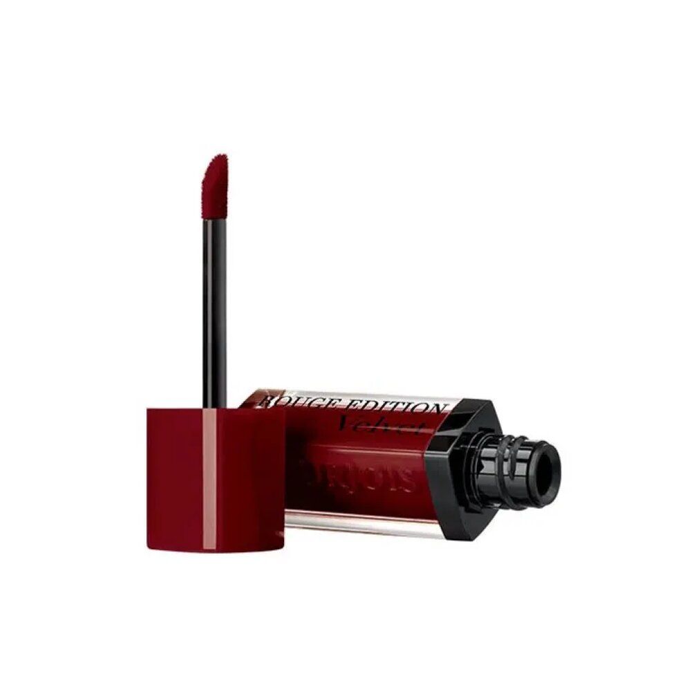 Geöffneter Lippenstift mit Applikator. Flasche liegt. Auf der Flasche steht ROUGE EDITION.