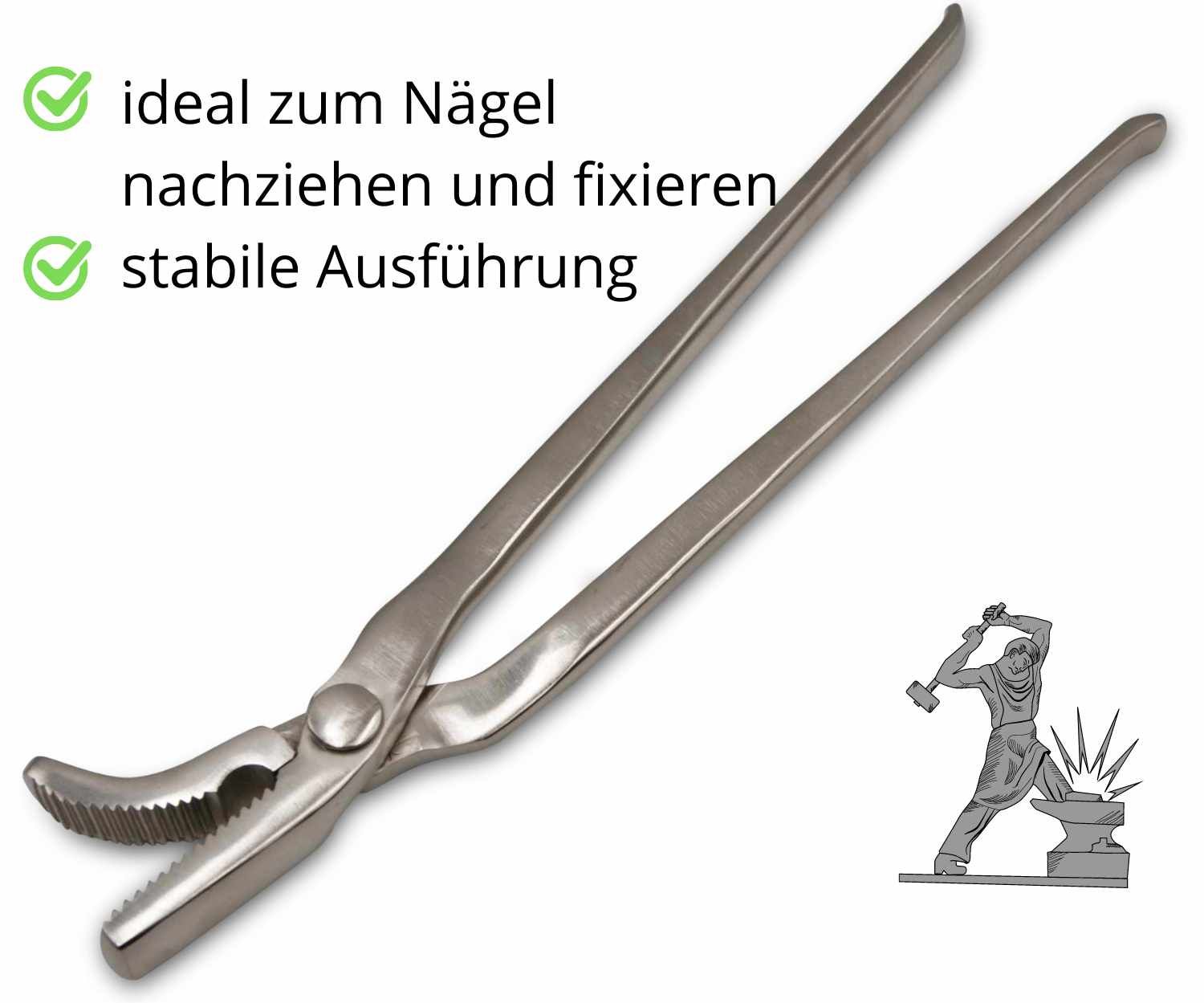 Spezial Hufnietzange anatomisch geformt Edelstahl 13 Krokodilzange Pferde
