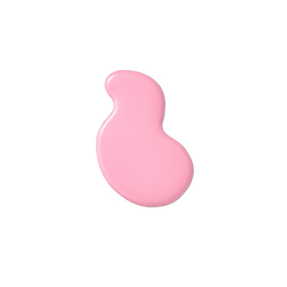 Rosa Nagellack-Tropfen auf weißem Hintergrund. Form unregelmäßig, organisch.