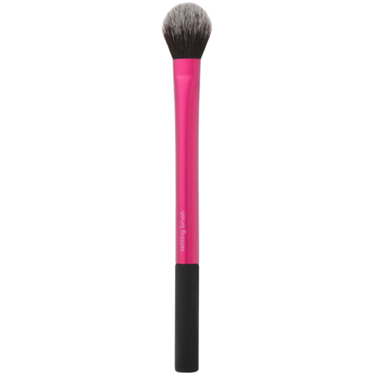 Pinsel mit rosa Griff und schwarzem Ende. Graue Borsten. Auf dem Griff steht "setting brush".