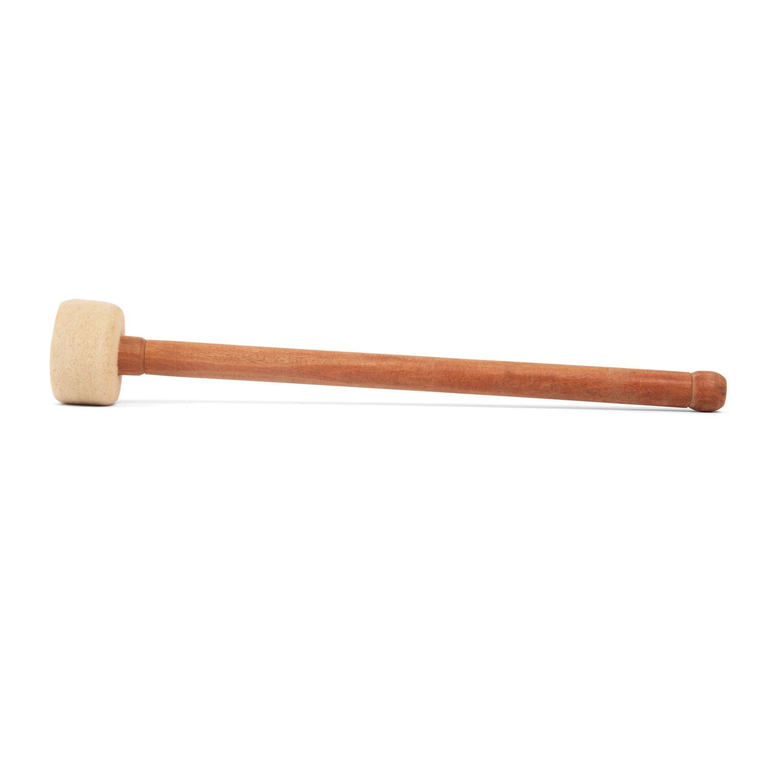 Filz-Klöppel mit langem Holzgriff, heller Filzkopf.