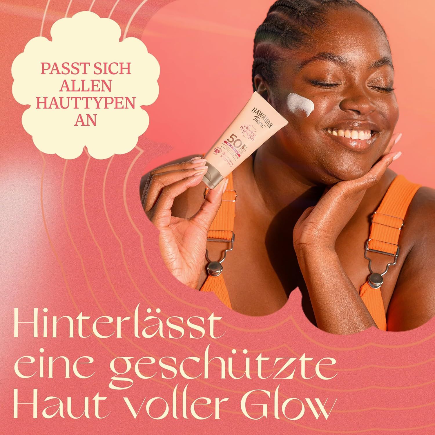Hawaiian Tropic | Glowing Protection Gesichts-Sonnenlotion, wasserfeste Sonnencreme mit LSF 50 UVA-
