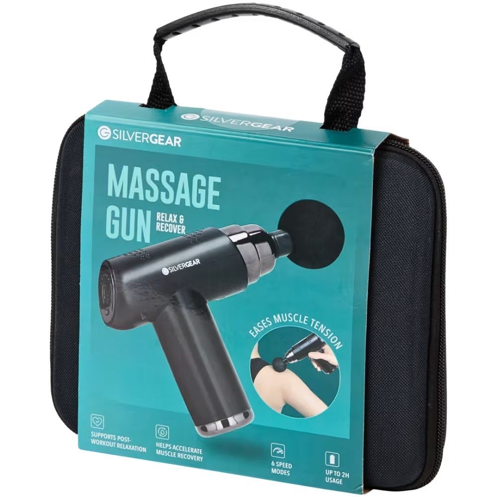 Silvergear Massage Gun Pro – Massagepistole mit 6 Geschwindigkeitsstufen und 4 Aufsätzen