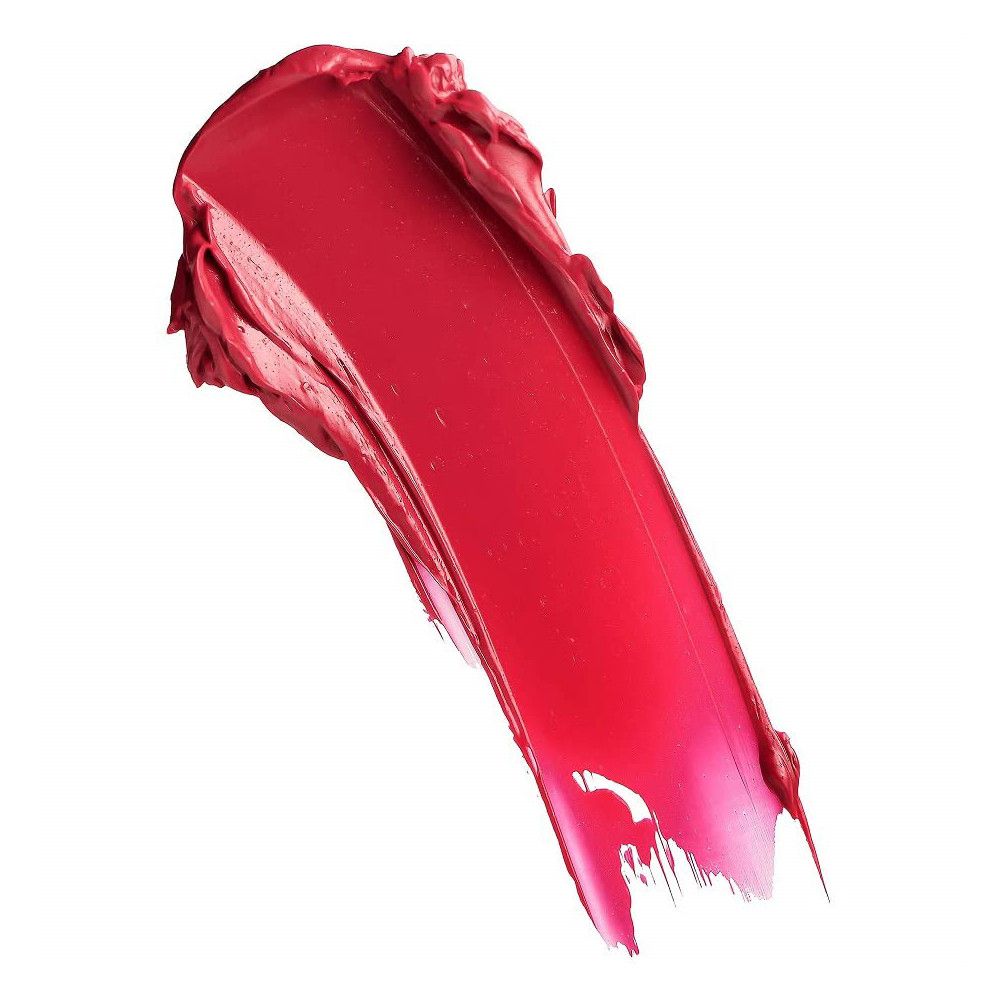 Abstrich eines roten Creme-Lippenstifts. Die Textur ist cremig und glänzend.