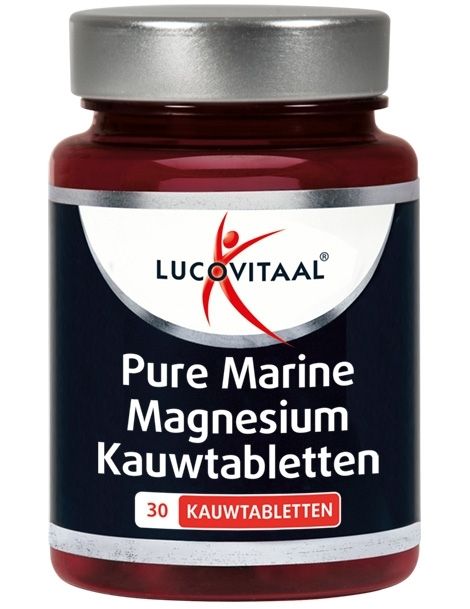 Lucovitaal Pure Marine Magnesium Kautabletten Flasche mit 30 Tabletten.
