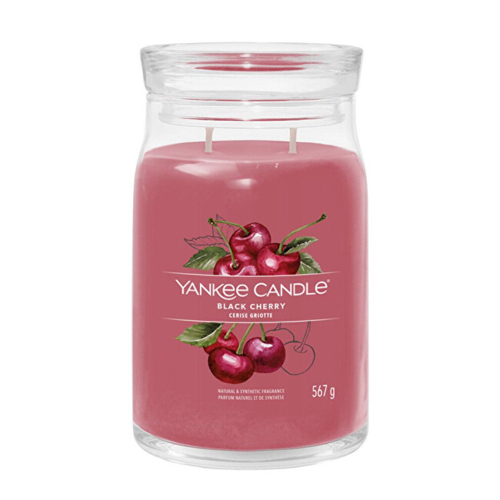 Yankee Candle Black Cherry Duftkerze im Glas mit zwei Dochten, 567g.