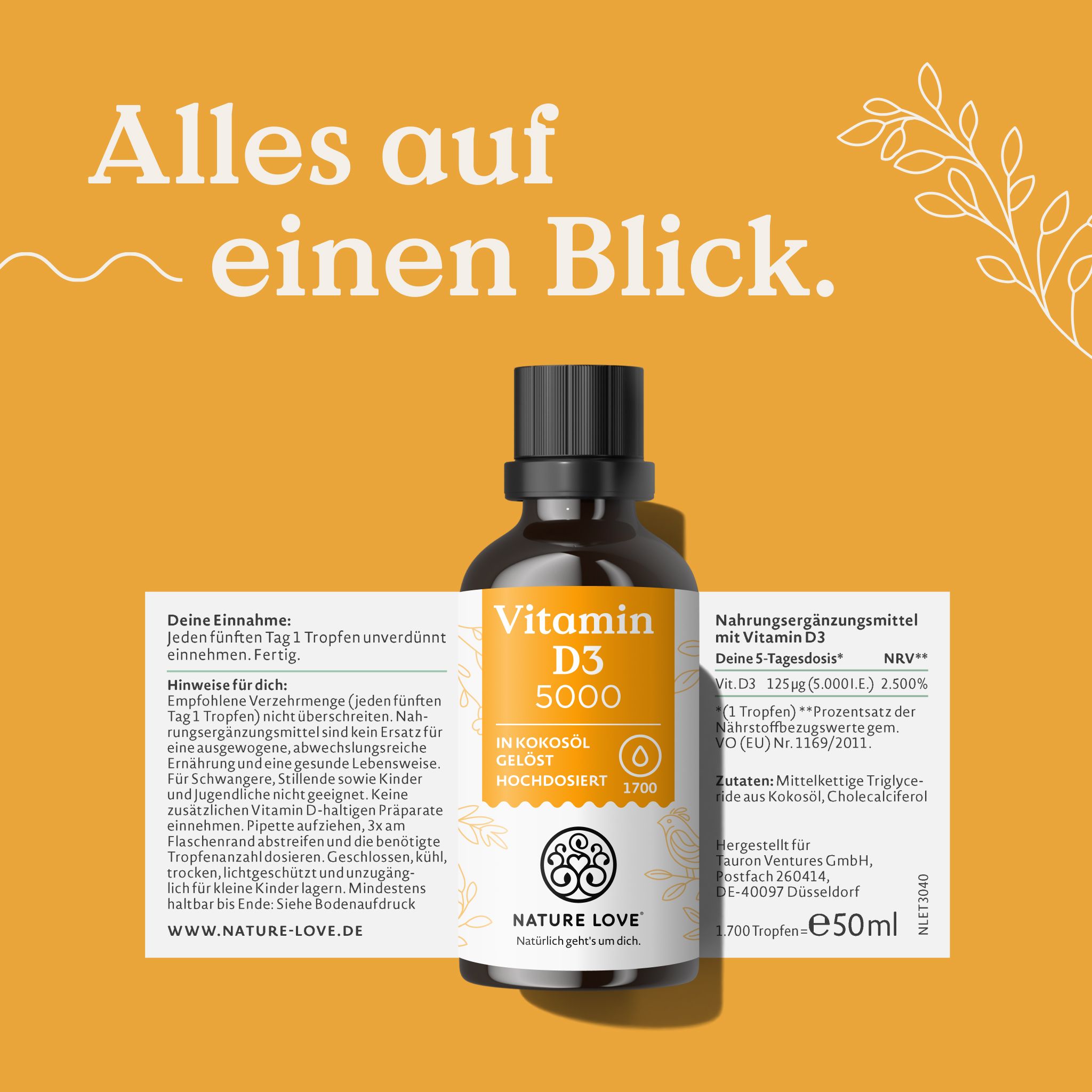 NATURE LOVE® Vitamin D3 5000 I.E.