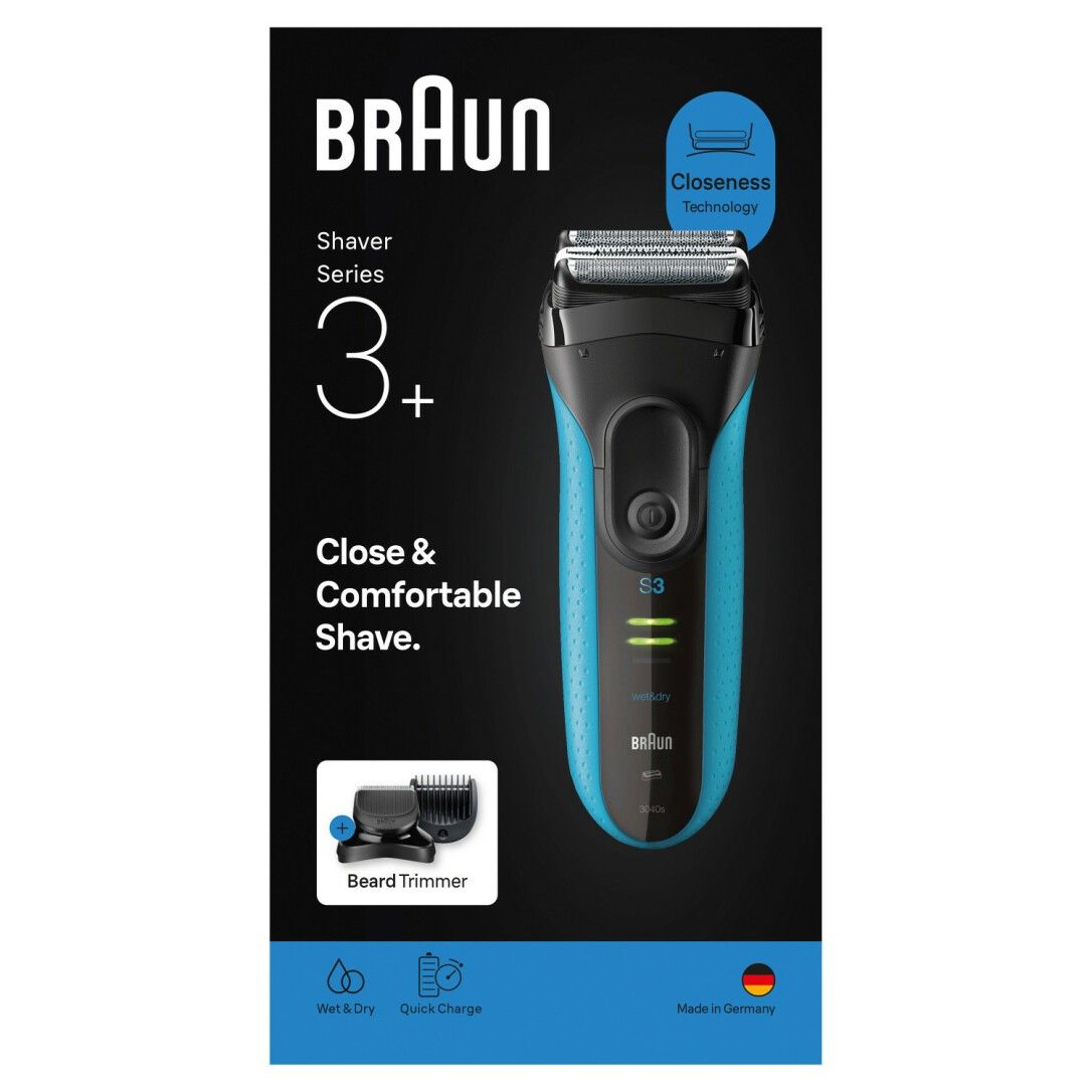 Braun Series 3 Rasierer: 45 Min. Akkulaufzeit, 5 Min. Schnellladung. Hergestellt in Deutschland.