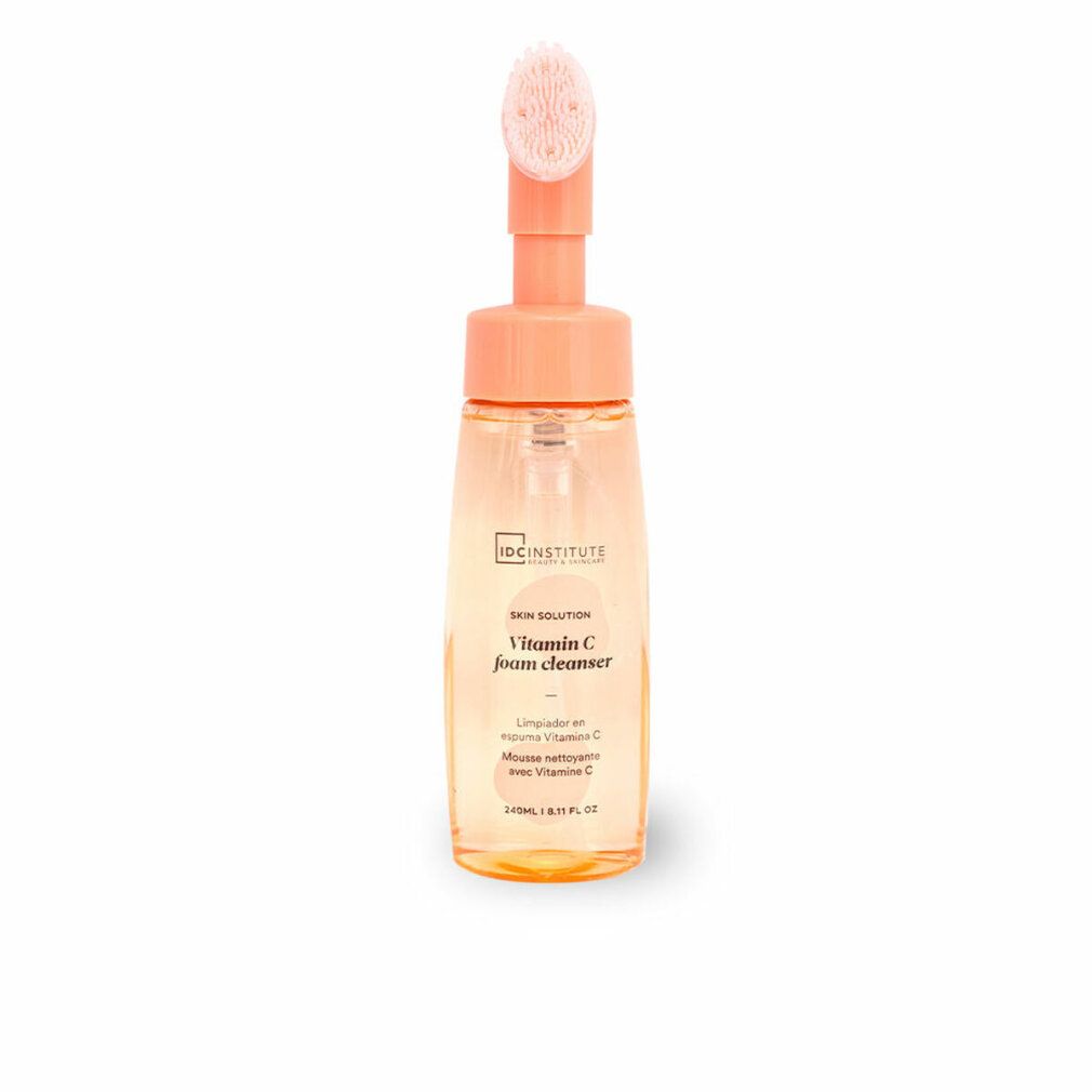 Flasche mit Vitamin C Reinigungsschaum und integriertem Bürstenapplikator.