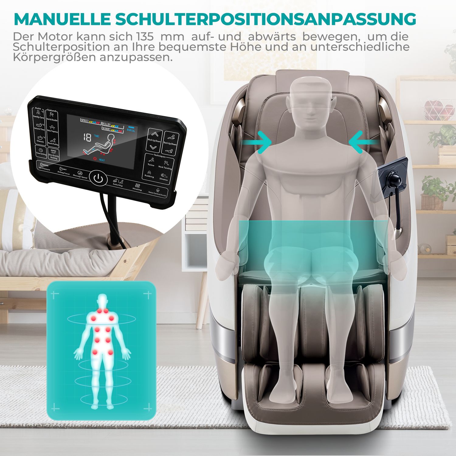 Naipo Massagesessel, Tai Chi MassagestuhGrau