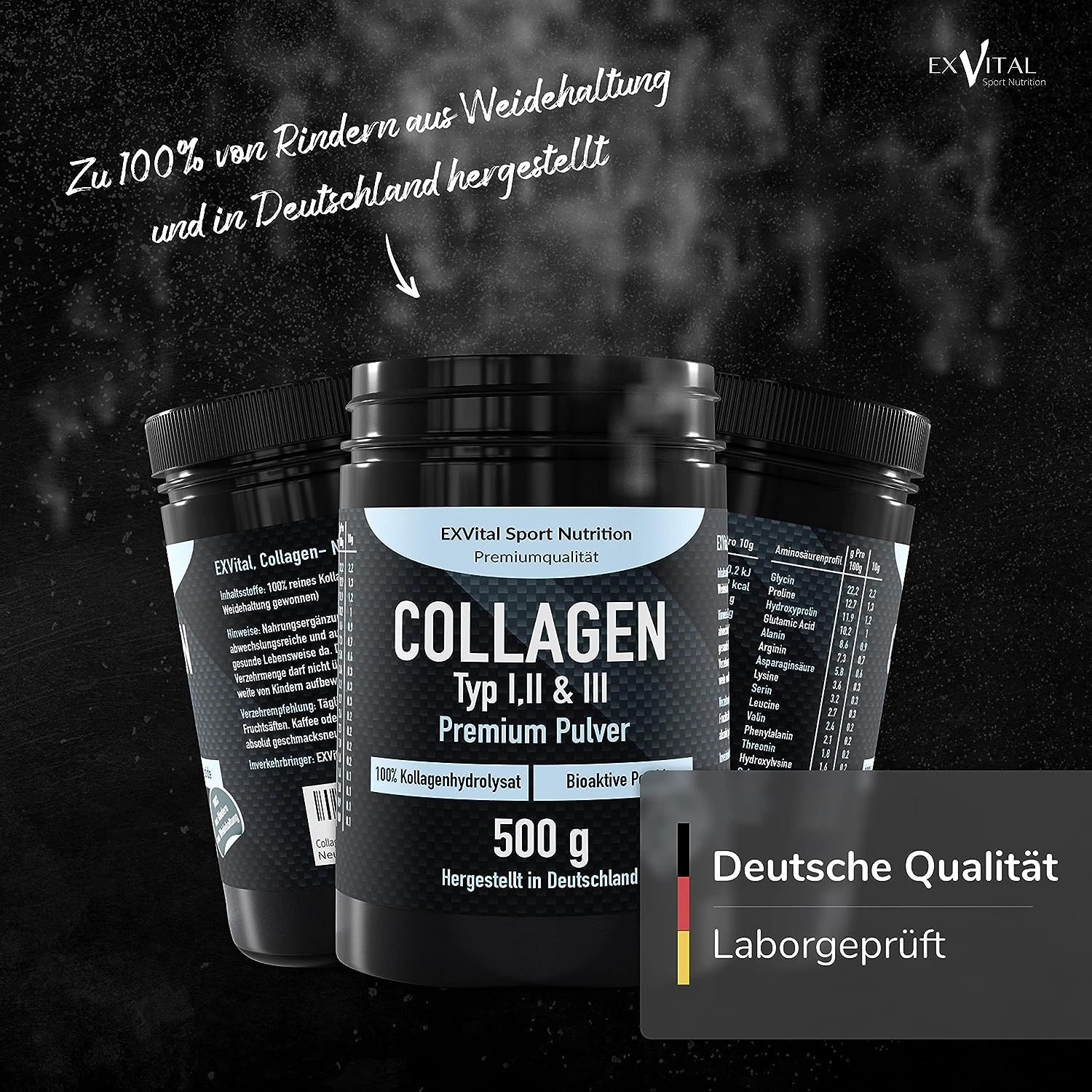 EXVital® Collagen Pulver, Bioaktives Kollagen Typ 1, 2 & 3 500 g Shop