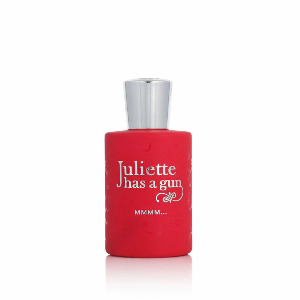 Roter Flakon mit silbernem Verschluss. Aufschrift: Juliette has a gun Mmmm…