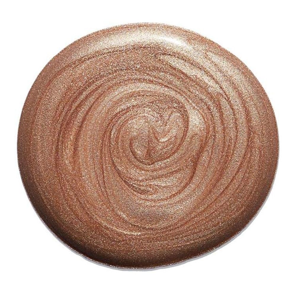 Runder Klecks flüssigen Highlighters. Goldfarben mit Wirbelmuster. Auf weißem Hintergrund.