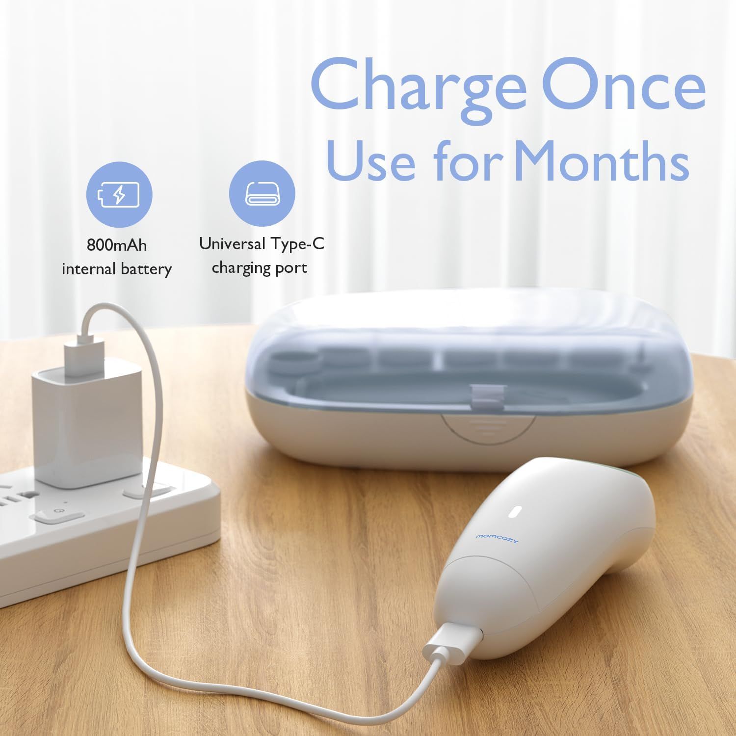 Baby-Nagelfeile mit 800mAh Akku, lädt über USB-C.