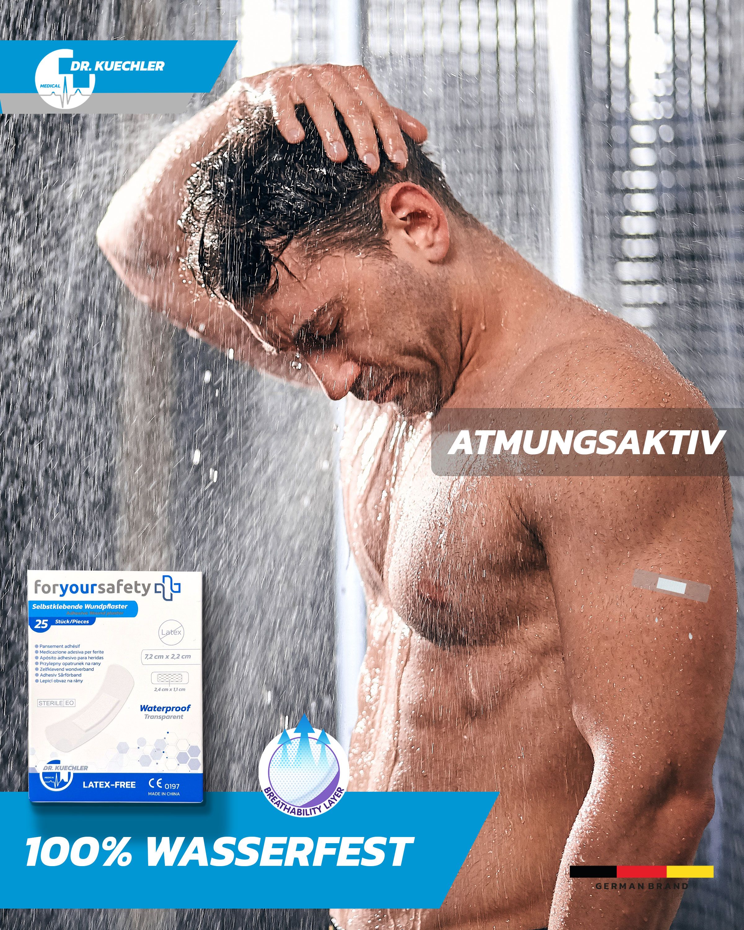 Dr. Kuechler Medical® Duschpflaster, Wundpflaster, wasserfest, steril, sensitiv