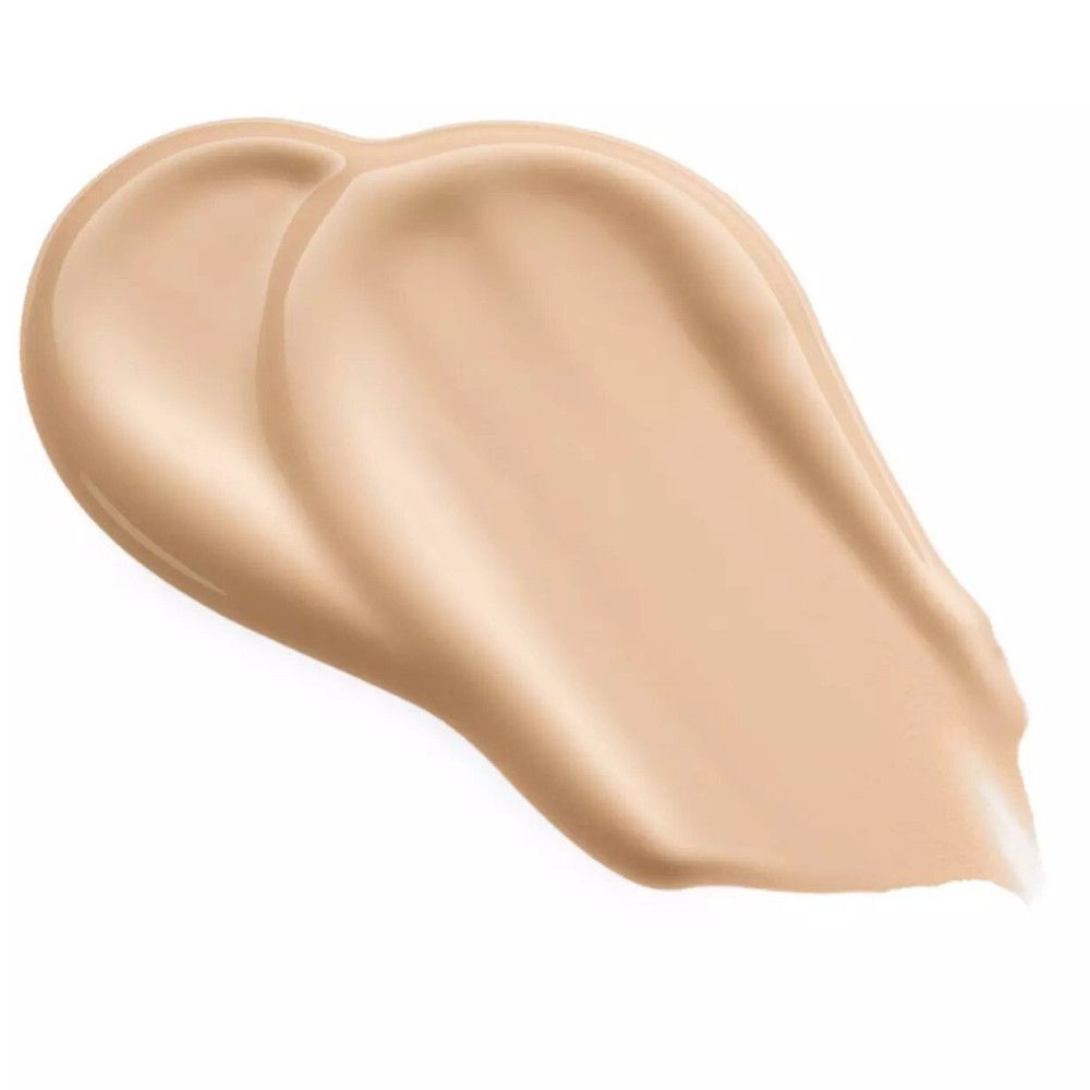 Heller Concealer-Farbton. Creme-Textur in hellbeiger Farbe. Auf hellem Hintergrund. Produktname nicht sichtbar.