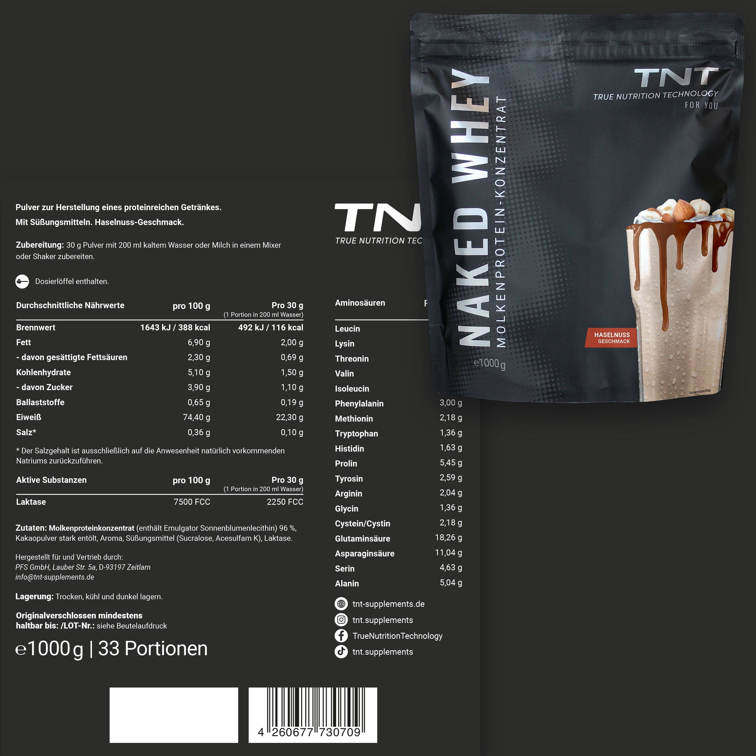 TNT Naked Whey - Molkenproteinkonzentrat mit Laktase