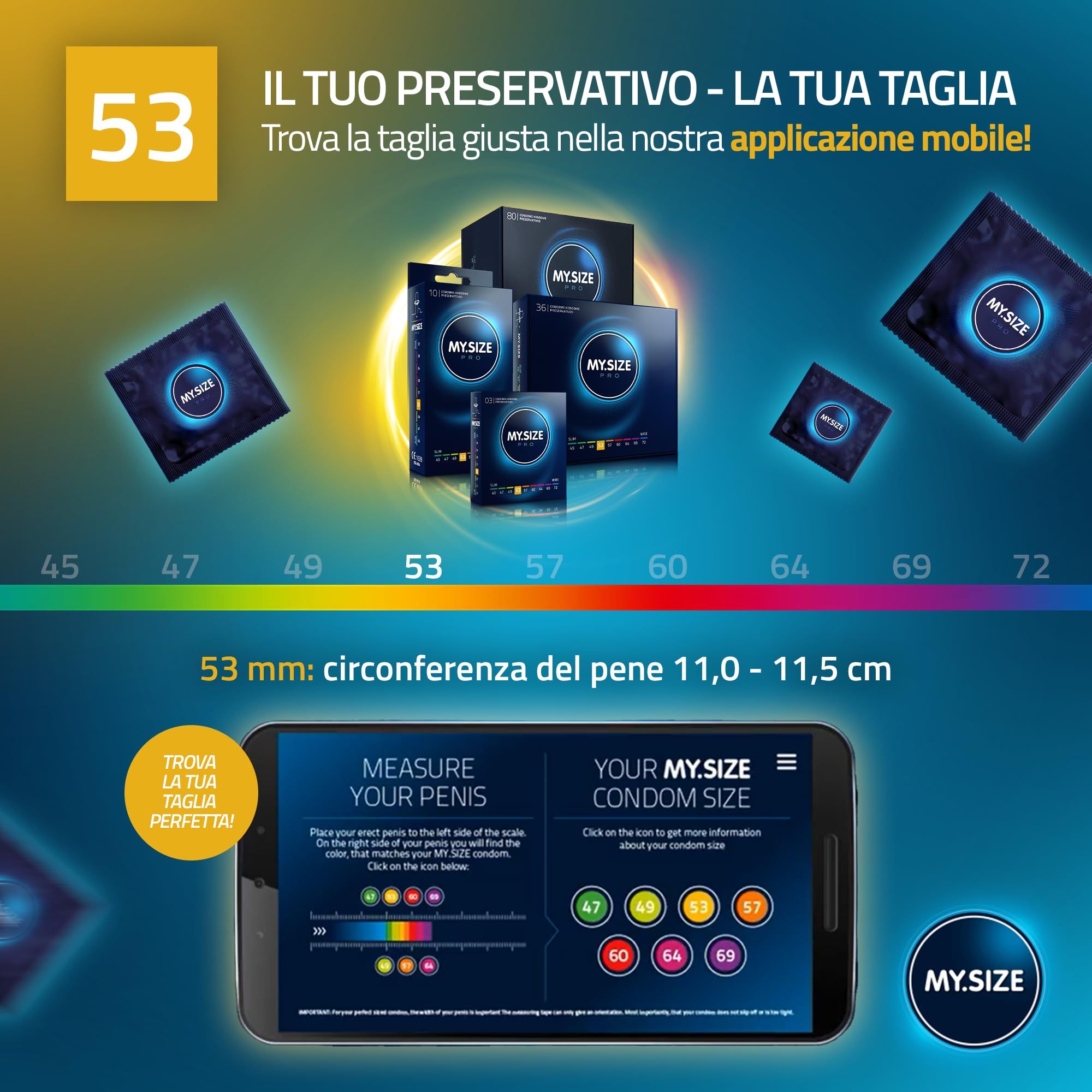 MY.SIZE PRO: Finden Sie Ihre perfekte Kondomgröße 53mm mit der App.