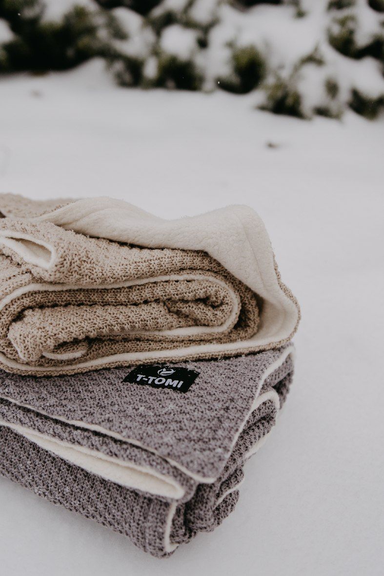 T-TOMI Gestrickte Decke WARM Sand