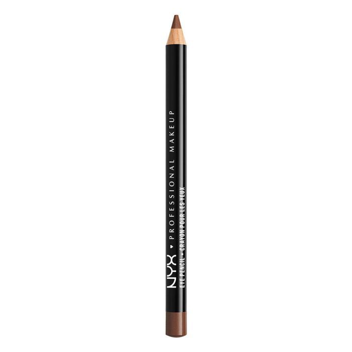 Brauner Augenstift. Schwarzer Stift mit brauner Spitze. Aufschrift: NYX PROFESSIONAL MAKEUP EYE PENCIL.
