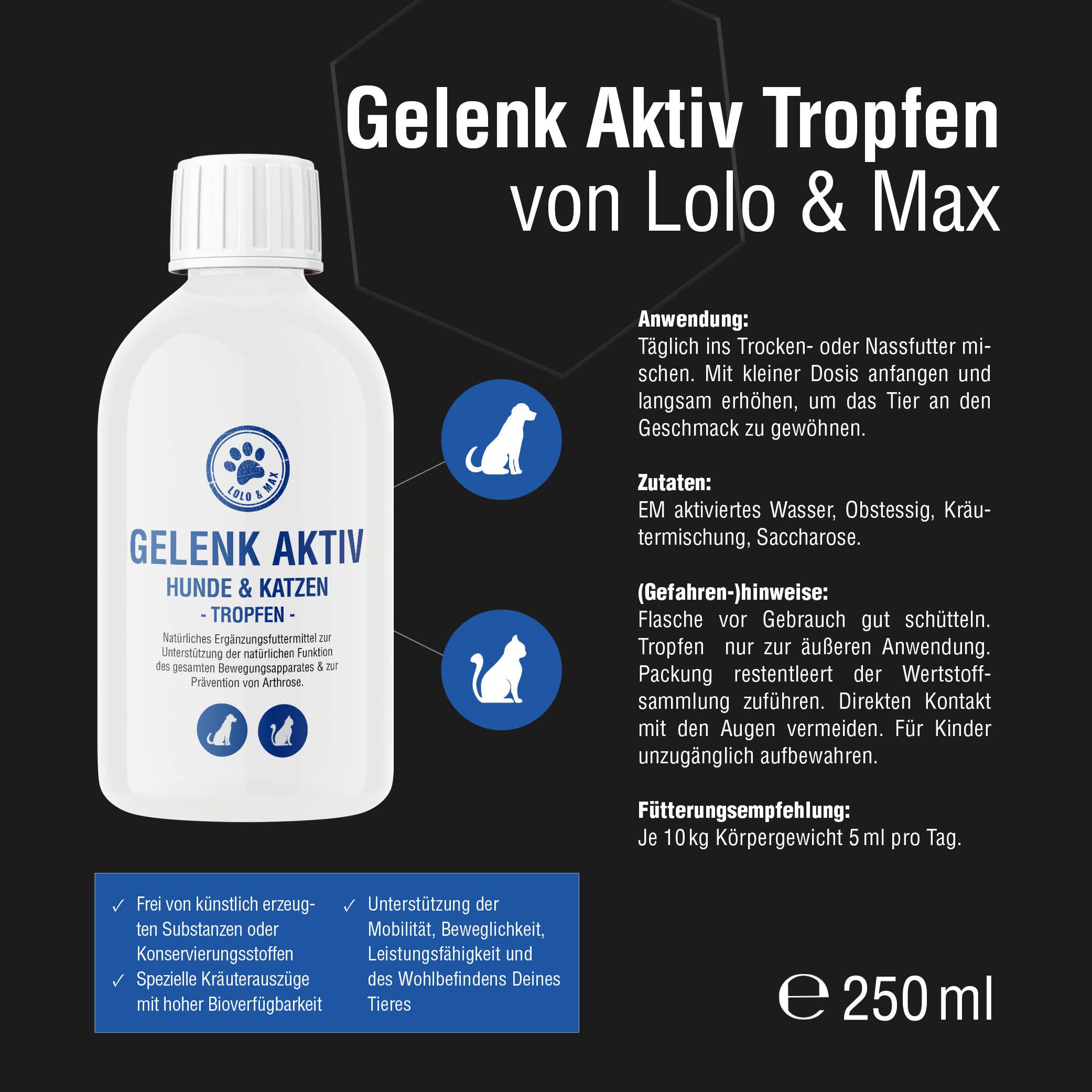 Lolo & Max - Gelenk Aktiv - Tropfen für Hunde und Katzen