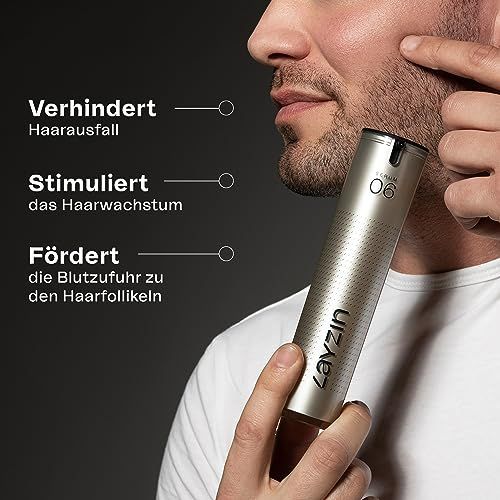 Mann mit Bart. LAYZIN Serum 06 wird auf den Bart aufgetragen. Nahaufnahme.