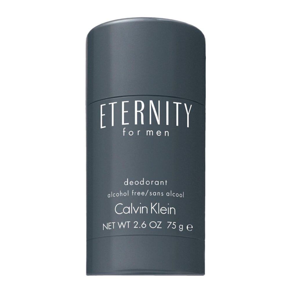 Deostick von Calvin Klein Eternity for Men. Graue zylindrische Form. Schriftzug Eternity for men, Deodorant, Calvin Klein. 75g.
