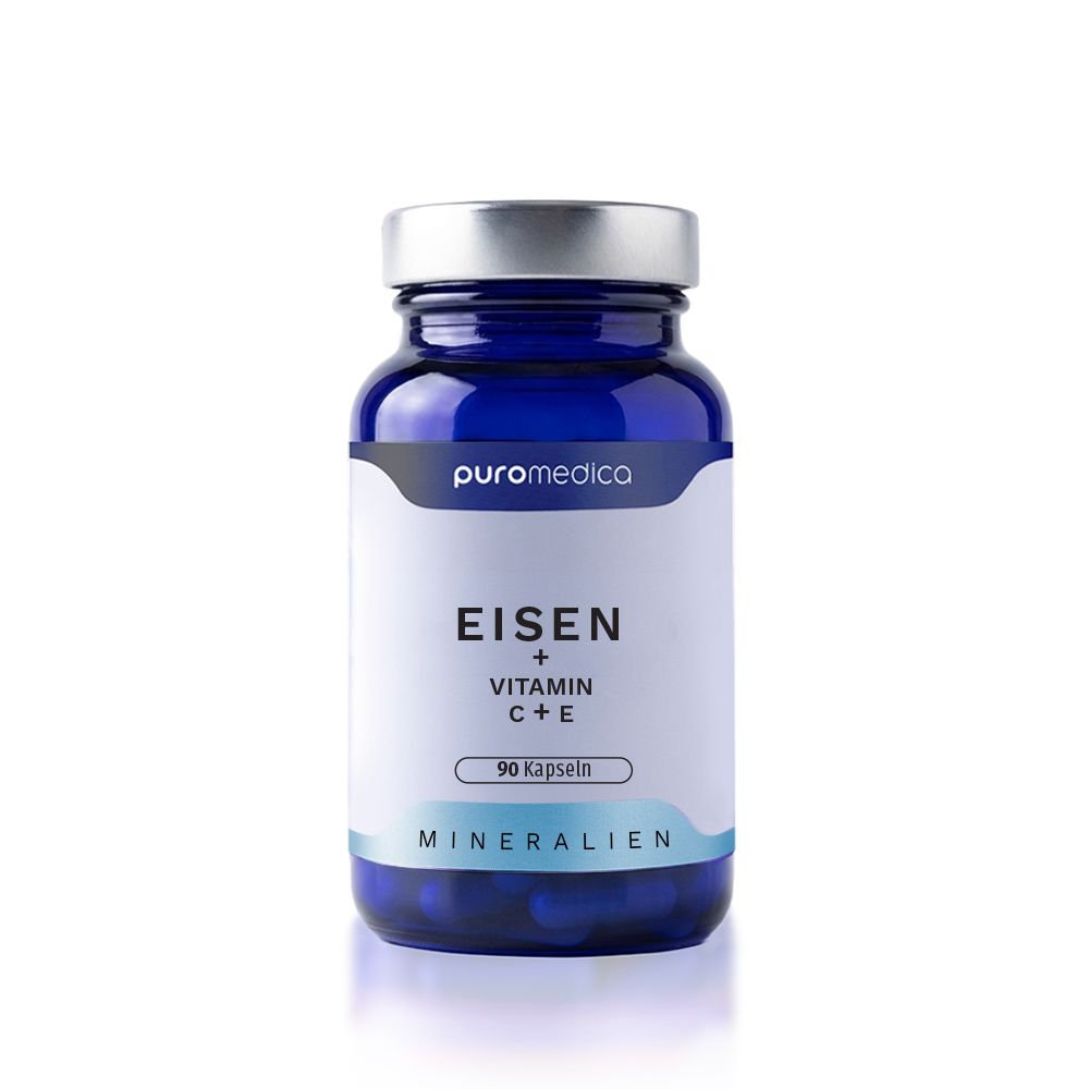 PuroMedica Eisen + Vitamin C+E Kapseln, 90 Stück.