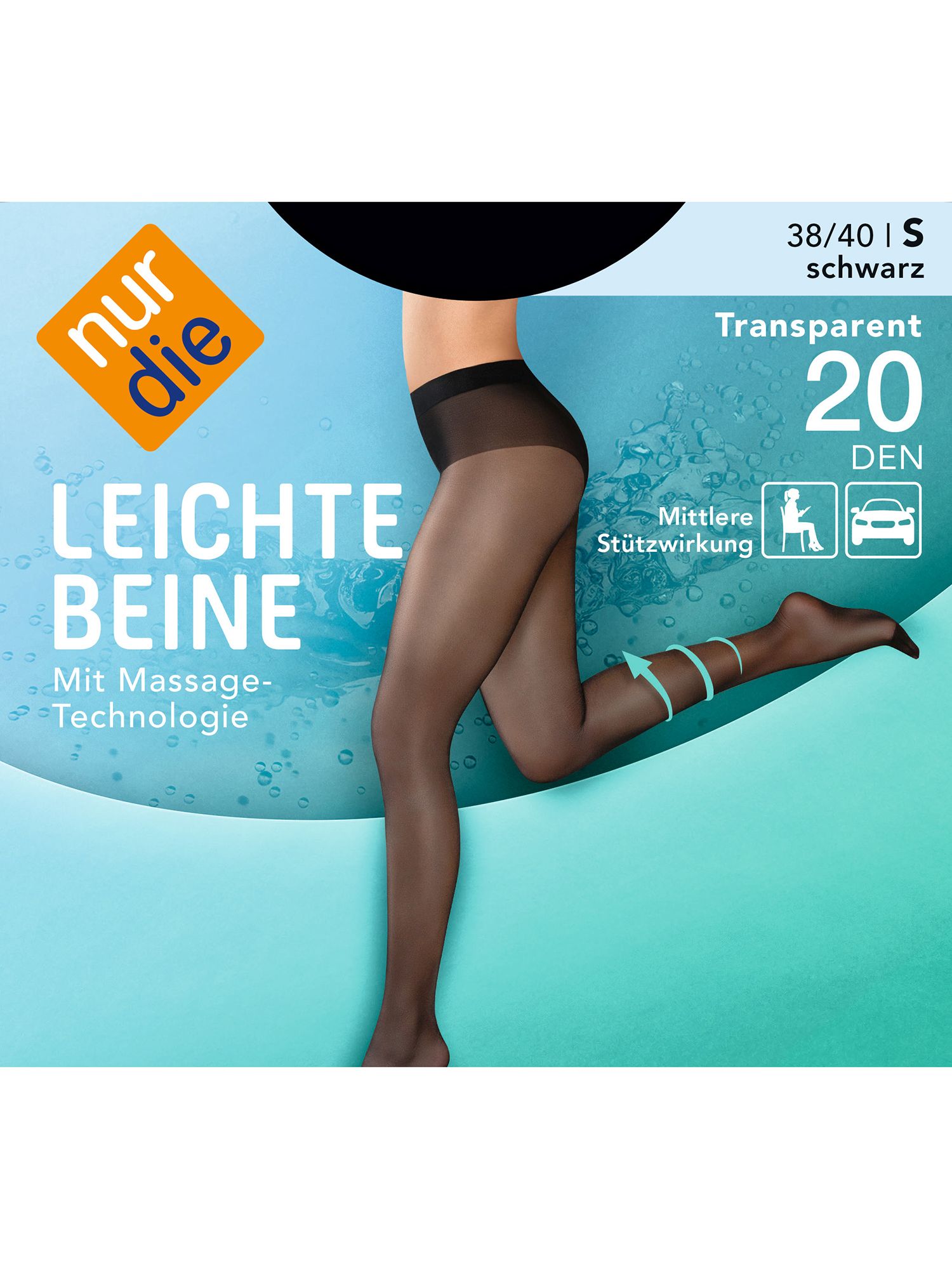 NUR DIE Feinstrumpfhose Leichte Beine Große Größen 20 DEN - schwarz - 48-52