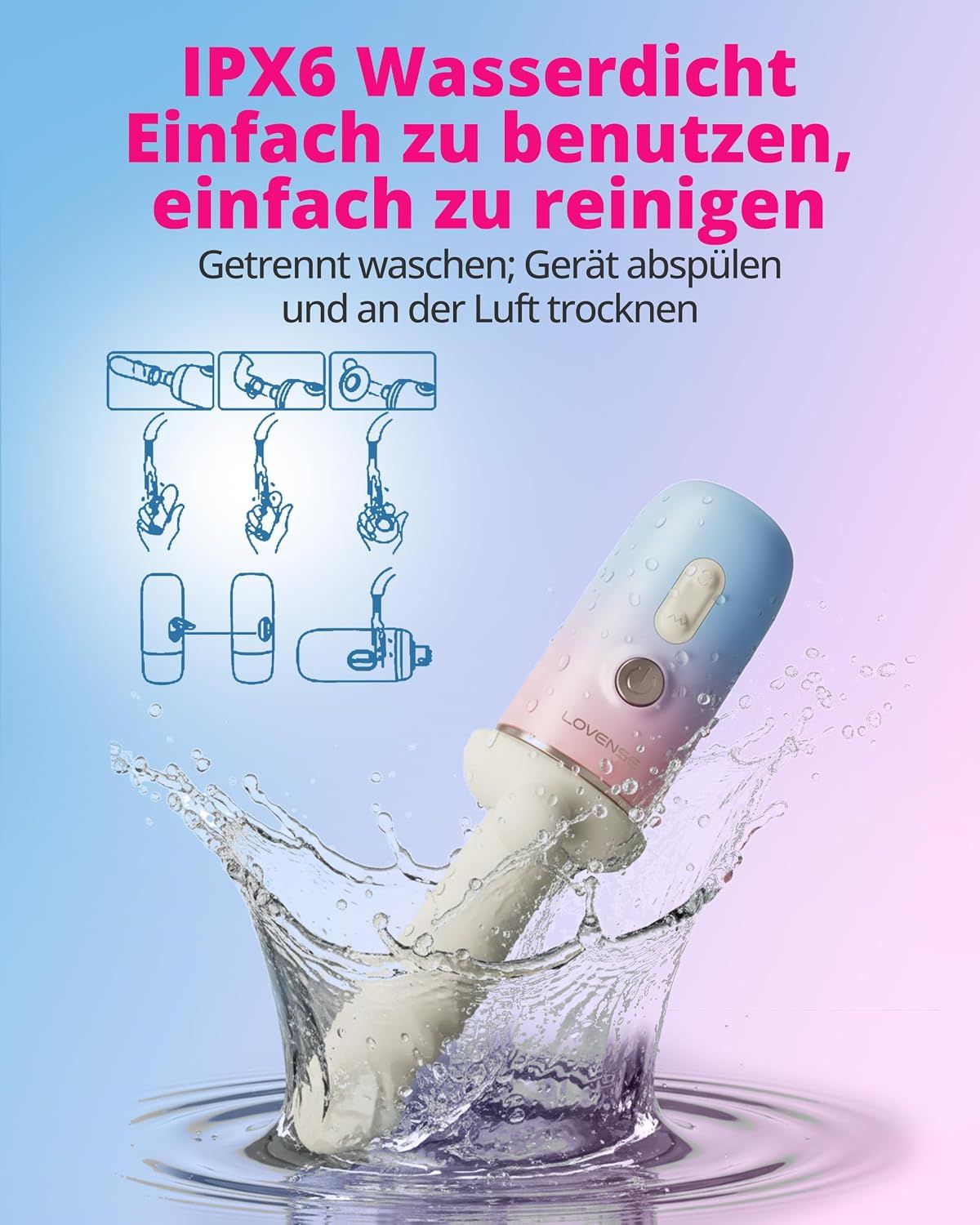 Freihand-Stoßvibrator mit 150°-Drehkopf, der auf glatten Oberflächen haftet.