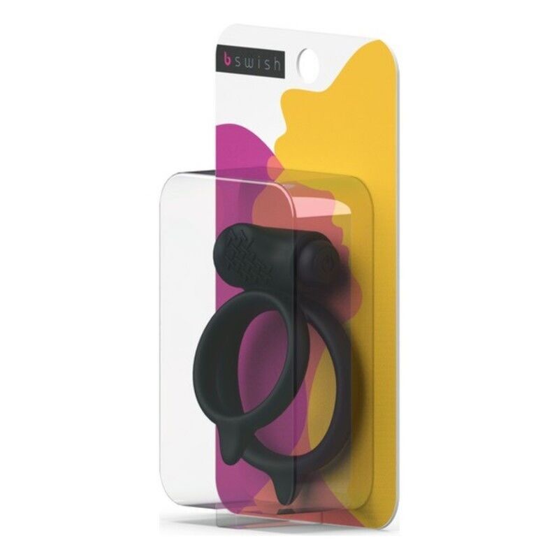 B Swish Vibrations-Penisring in Blisterverpackung. Schwarzer Silikonring sichtbar. Verpackung mit Logo.