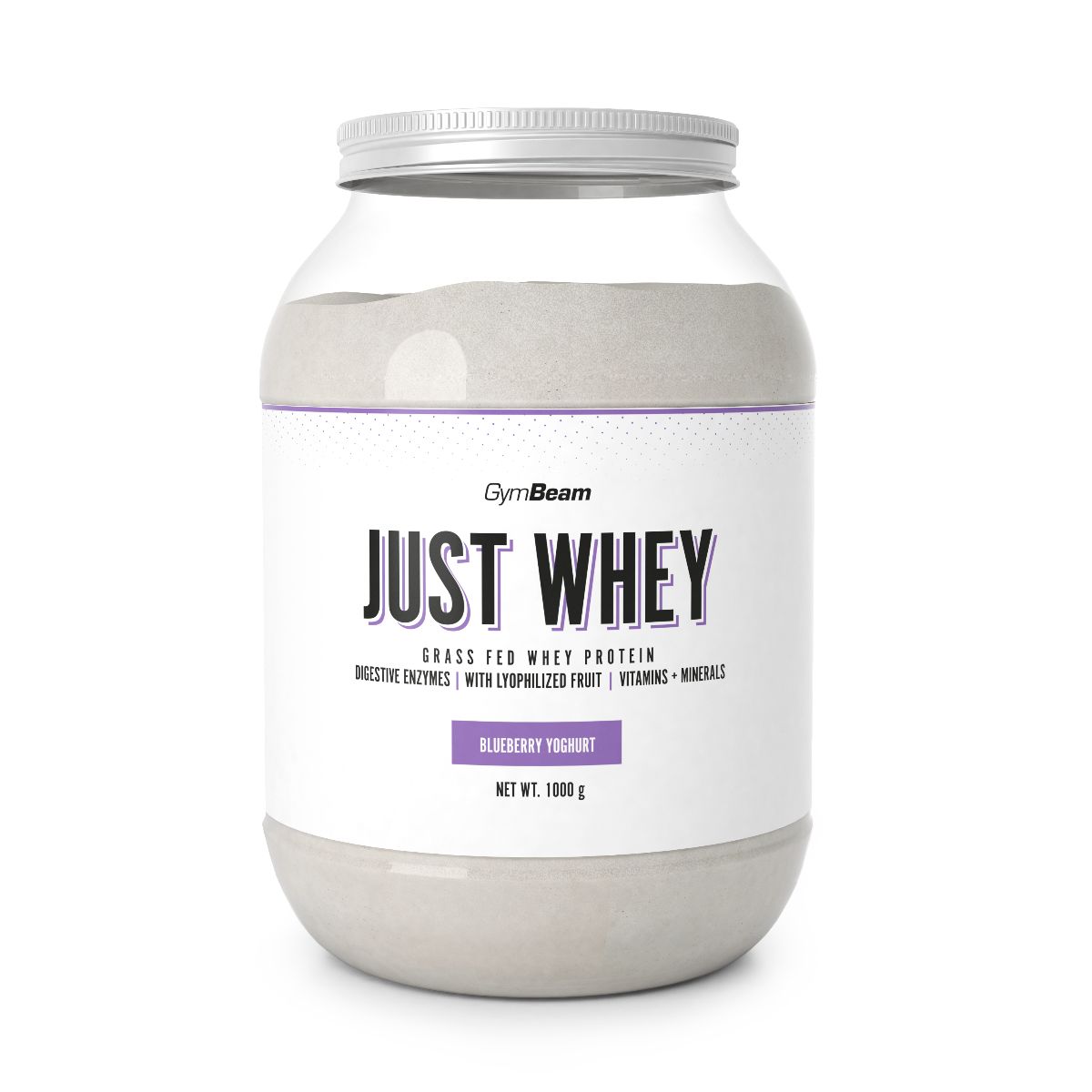 Just Whey Molkenprotein Pulver in Beerenjoghurt-Geschmack, 1000g Dose.