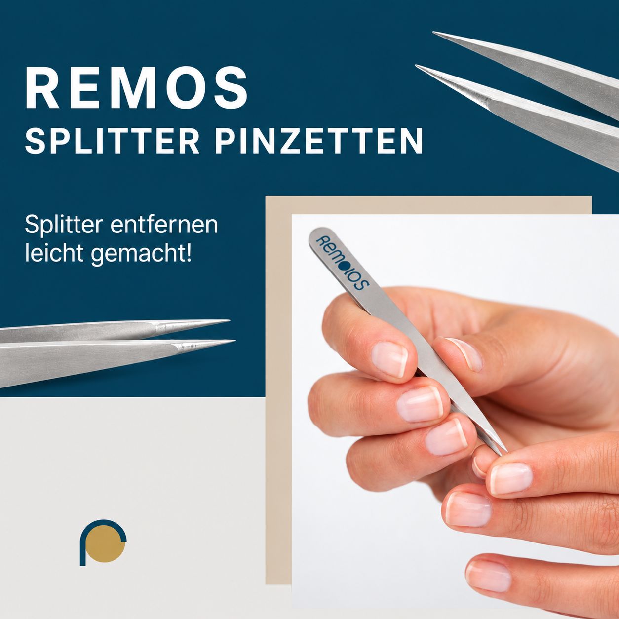 REMOS Splitterpinzette im Einsatz, zeigt die präzise Handhabung zum Entfernen von Splittern.