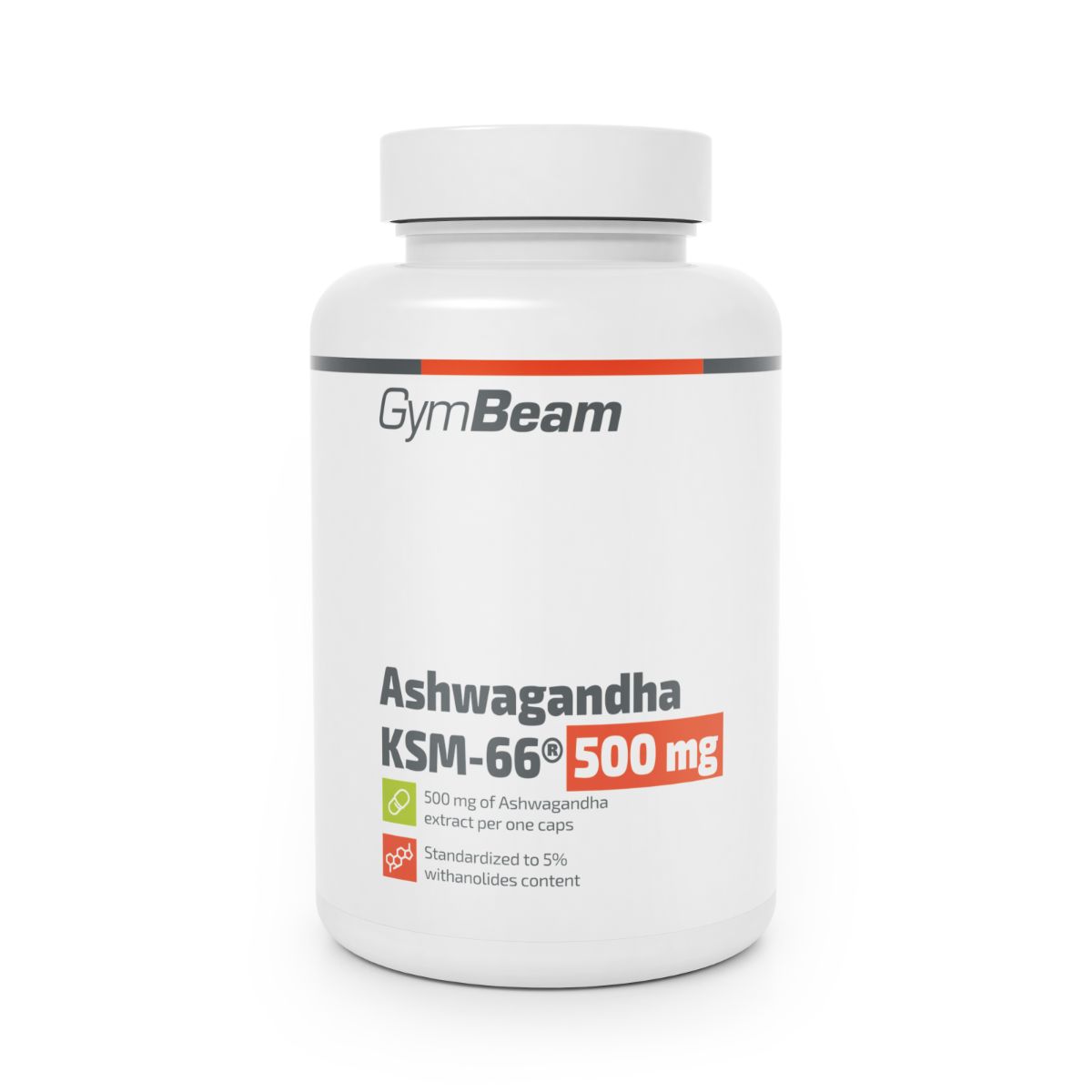GymBeam Ashwagandha KSM-66 Kapseln: 500 mg Ashwagandha-Extrakt pro Kapsel, standardisiert auf 5% Withanolide.