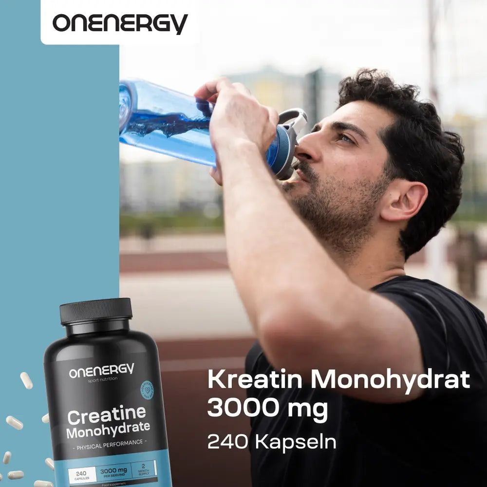 Dose Kreatin Monohydrat, 240 Kapseln, 3000 mg.