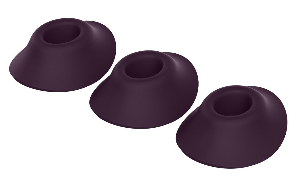 Drei lila Ersatzkappen für Womanizer W-Heads.