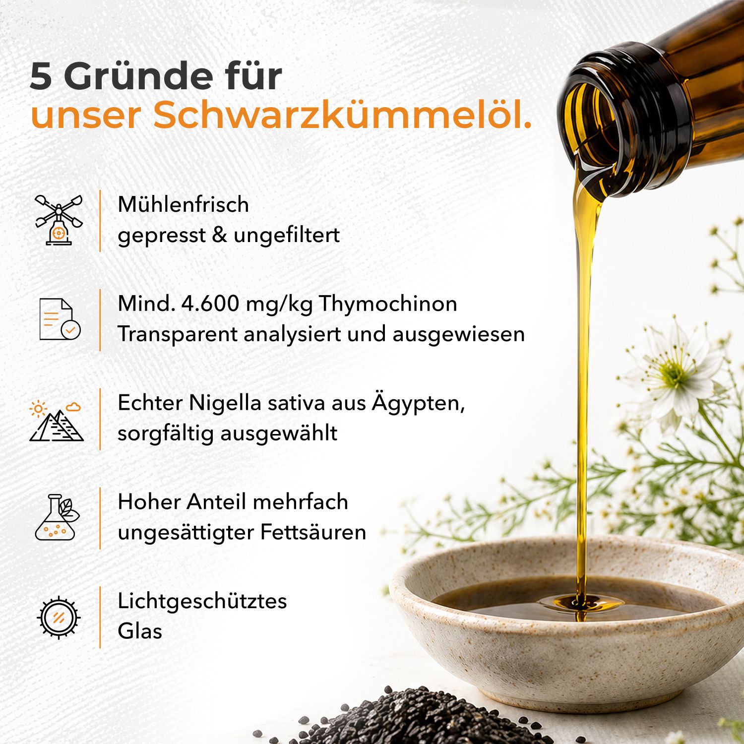 OELESTO Bio-Schwarzkümmelöl ungefiltert kaltgepresst aus ägyptischer Nigella Sativa