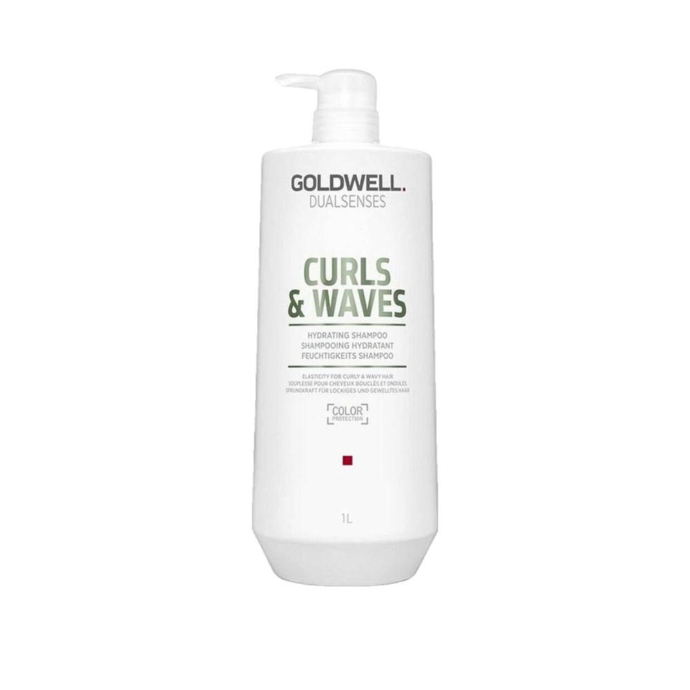 Goldwell Dualsenses Curls & Waves Shampoo-Flasche mit Pumpe. Weiß, Text und Logo.