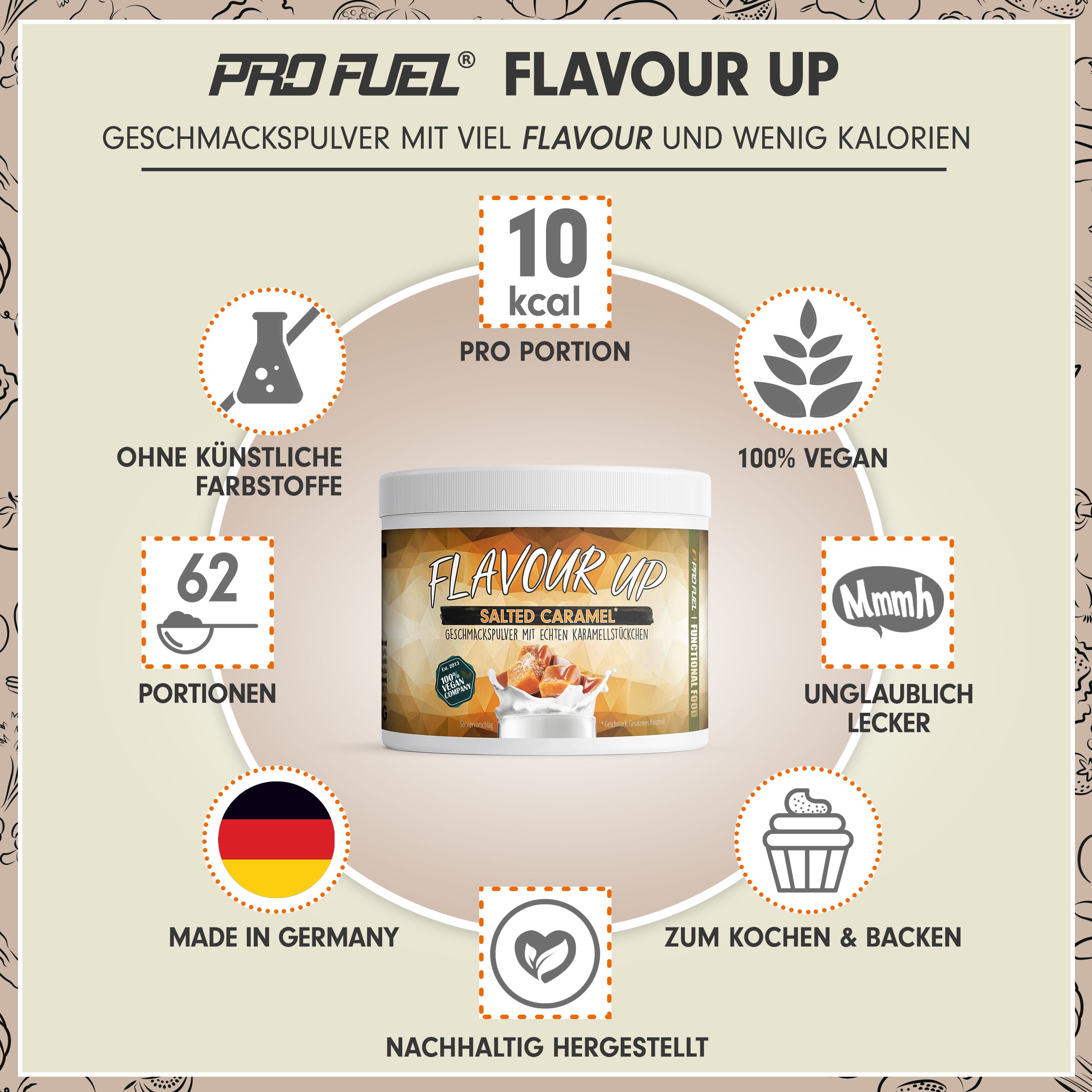 ProFuel - FLAVOUR UP Geschmackspulver - Salted Caramel - nur 10 kcal pro Portion