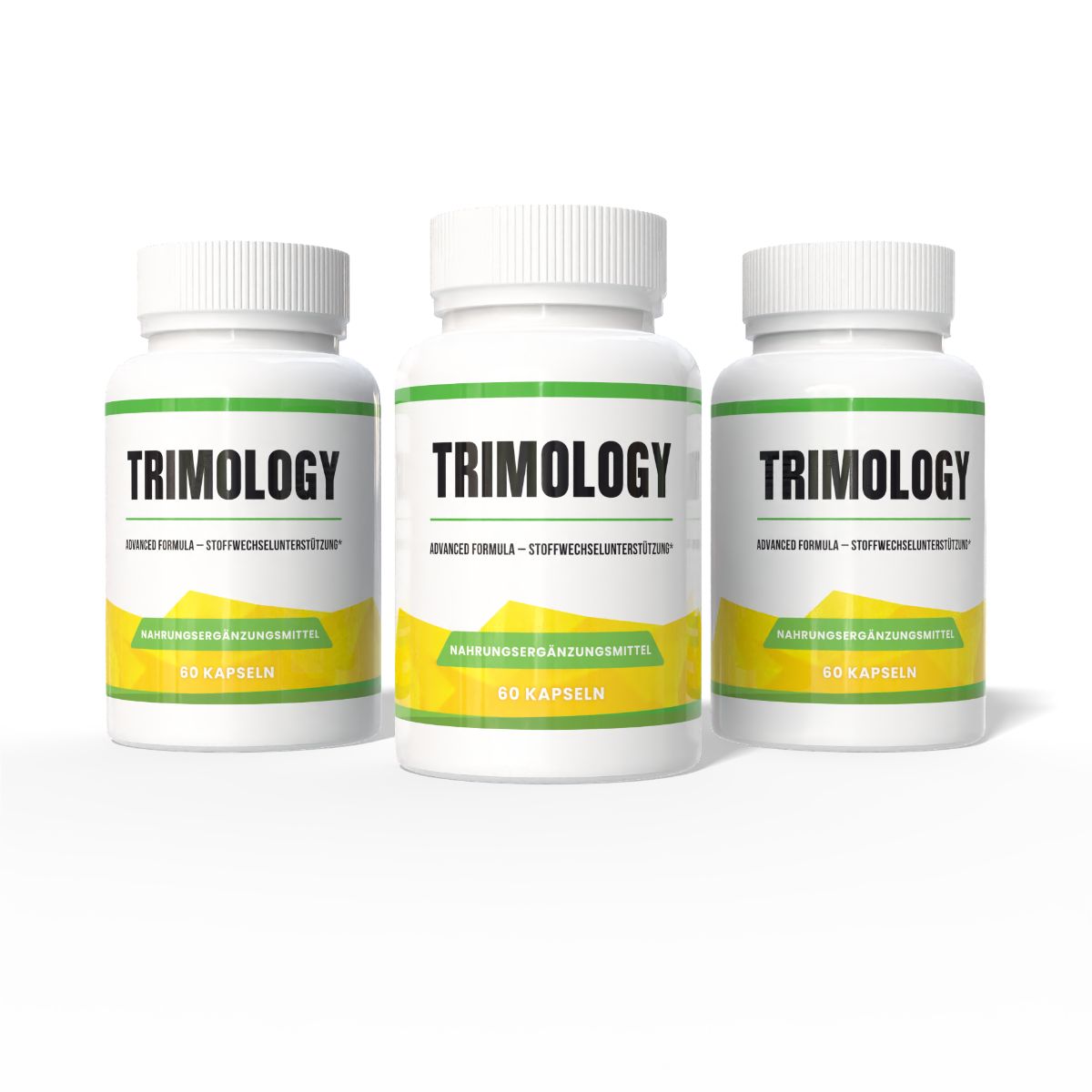 Drei Flaschen Trimology, Advanced Formula, 60 Kapseln.