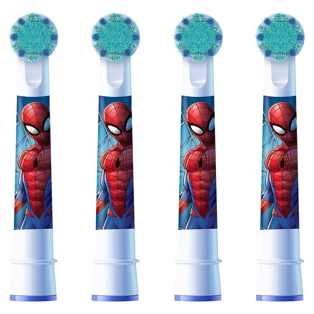 Vier Aufsteckbürsten mit Spiderman-Motiv für Kinder.
