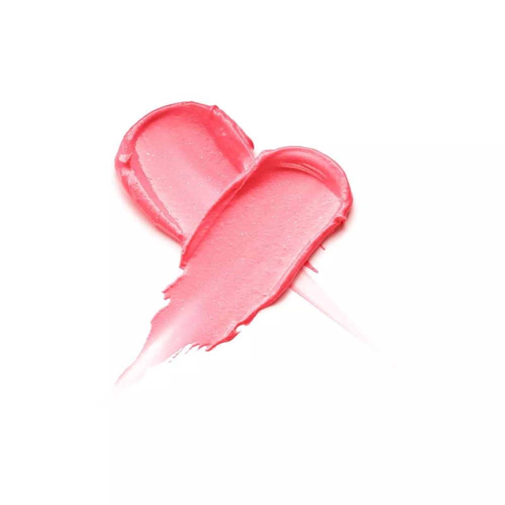 Zwei rosa Lippenbalsam-Striche, die sich kreuzen. Auf weißem Hintergrund.