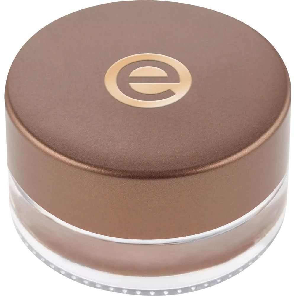 Brauner Creme-Lidschatten in einem runden Tiegel mit braunem Deckel. Auf dem Deckel ist das Logo "e" abgebildet.